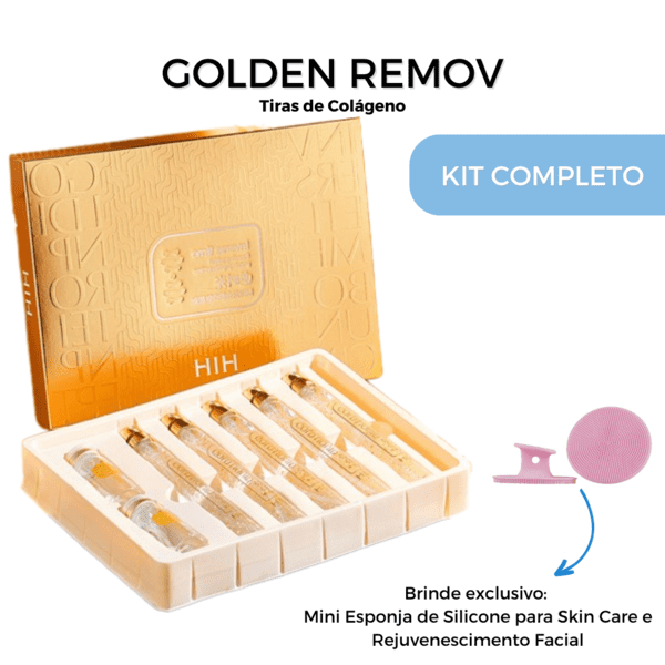 Golden Remov - Tiras de Colágeno + BRINDE: Mini Esponja de Silicone para Skin Care