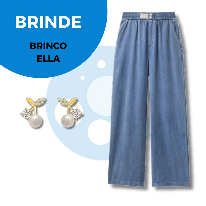 Calça Jeans Elástica Super Confort + Brinde Brincos Ella