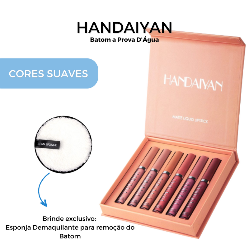 10% OFF -  Kit Batom de Longa Duração Handaiyan + Brinde: Esponja Demaquilante