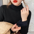 Blusa Peluciada Canelada com Gola Alta