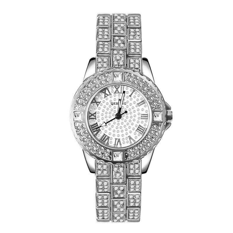 Relógio Feminino + Pulseira com Brilhantes