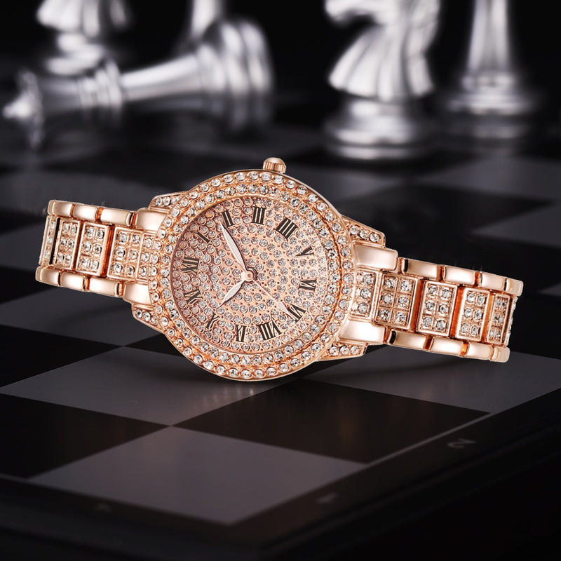 Relógio Feminino + Pulseira com Brilhantes