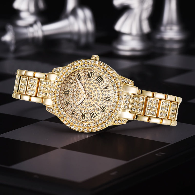 Relógio Feminino + Pulseira com Brilhantes