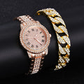 Relógio Feminino + Pulseira com Brilhantes