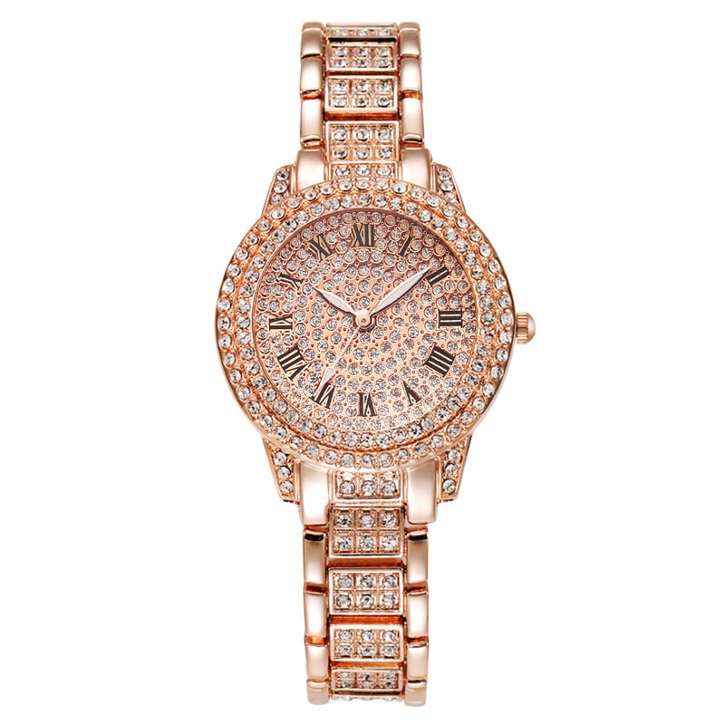 Relógio Feminino + Pulseira com Brilhantes
