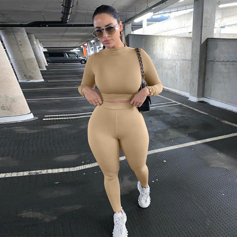 Conjunto: Calça de Treino Feminino Cintura Alta e Cropped