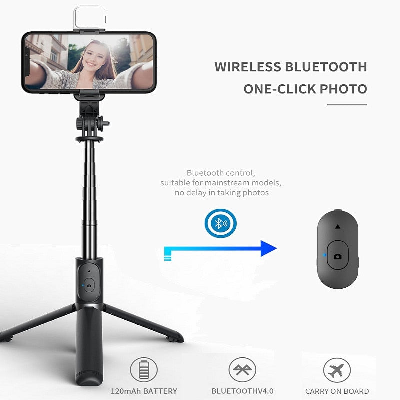 Mini Tripé Dobrável Compatível com Bluetooth com Controle Remoto para IOS Android