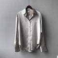 Camisa Feminina Vintage Branca de Seda de Cetim