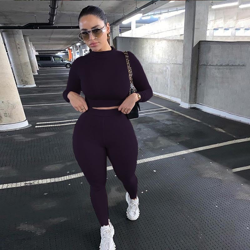 Conjunto: Calça de Treino Feminino Cintura Alta e Cropped