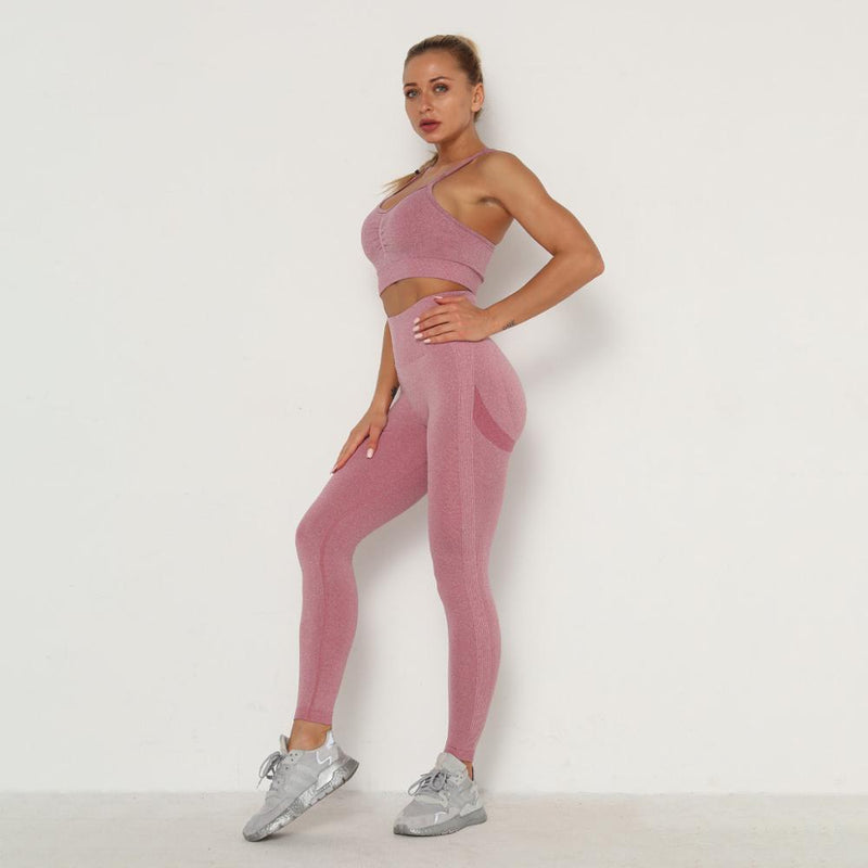 Conjunto Feminino de Treino: Top de Manga Longa e Legging Cintura Alta