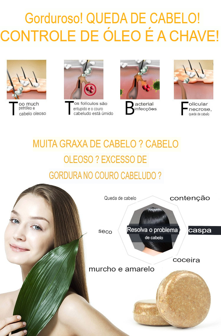 Shampoo Premium em Barra para regeneração capilar de gengibre (🔥ULTIMOS FRETE GRÁTIS)