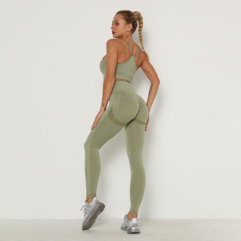 Conjunto Feminino de Treino: Top de Manga Longa e Legging Cintura Alta