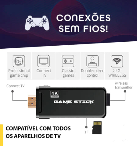 Vídeo Game Retrô - GameStick 4K + 10000 Jogos